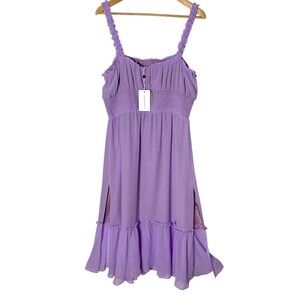 NEW Lovers & Friends Arden Dress XL Lilac Purple Midi  Coquette Fairy Milkmaid